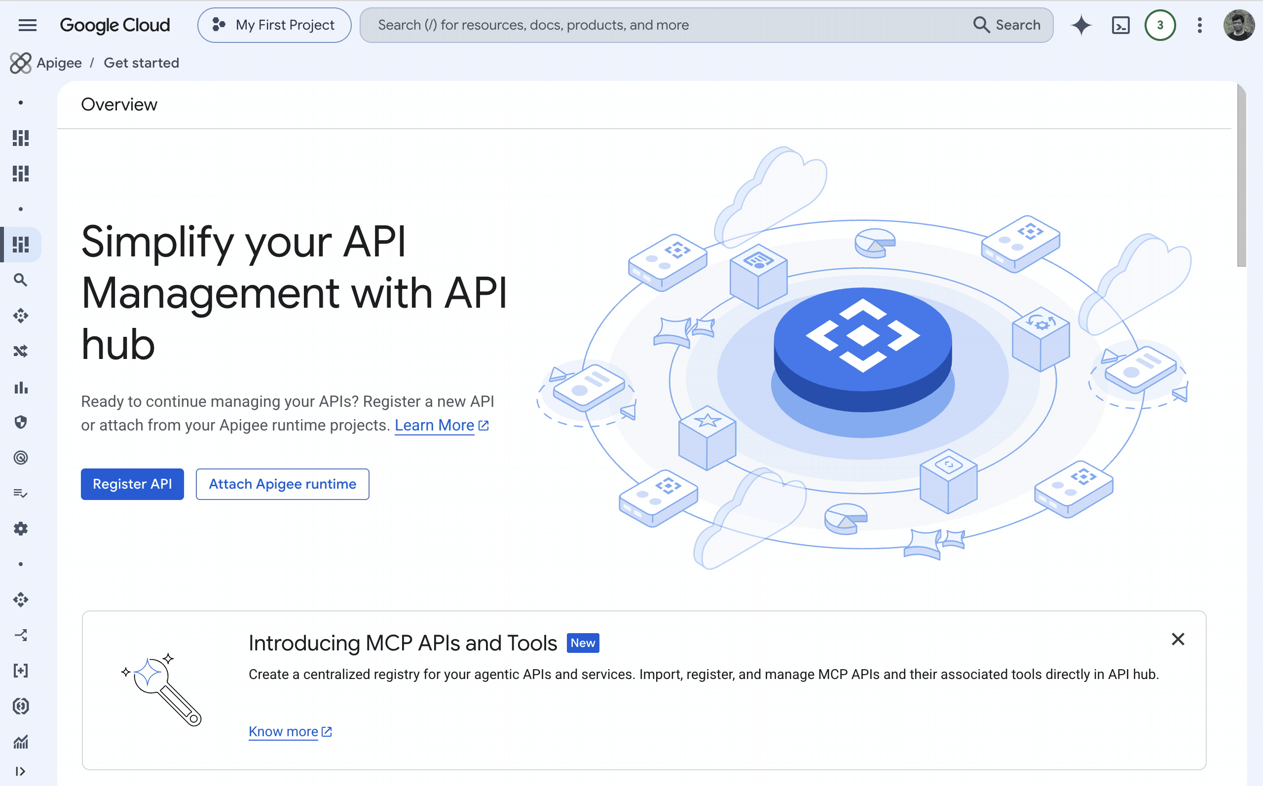Apigee API hub - landing experience