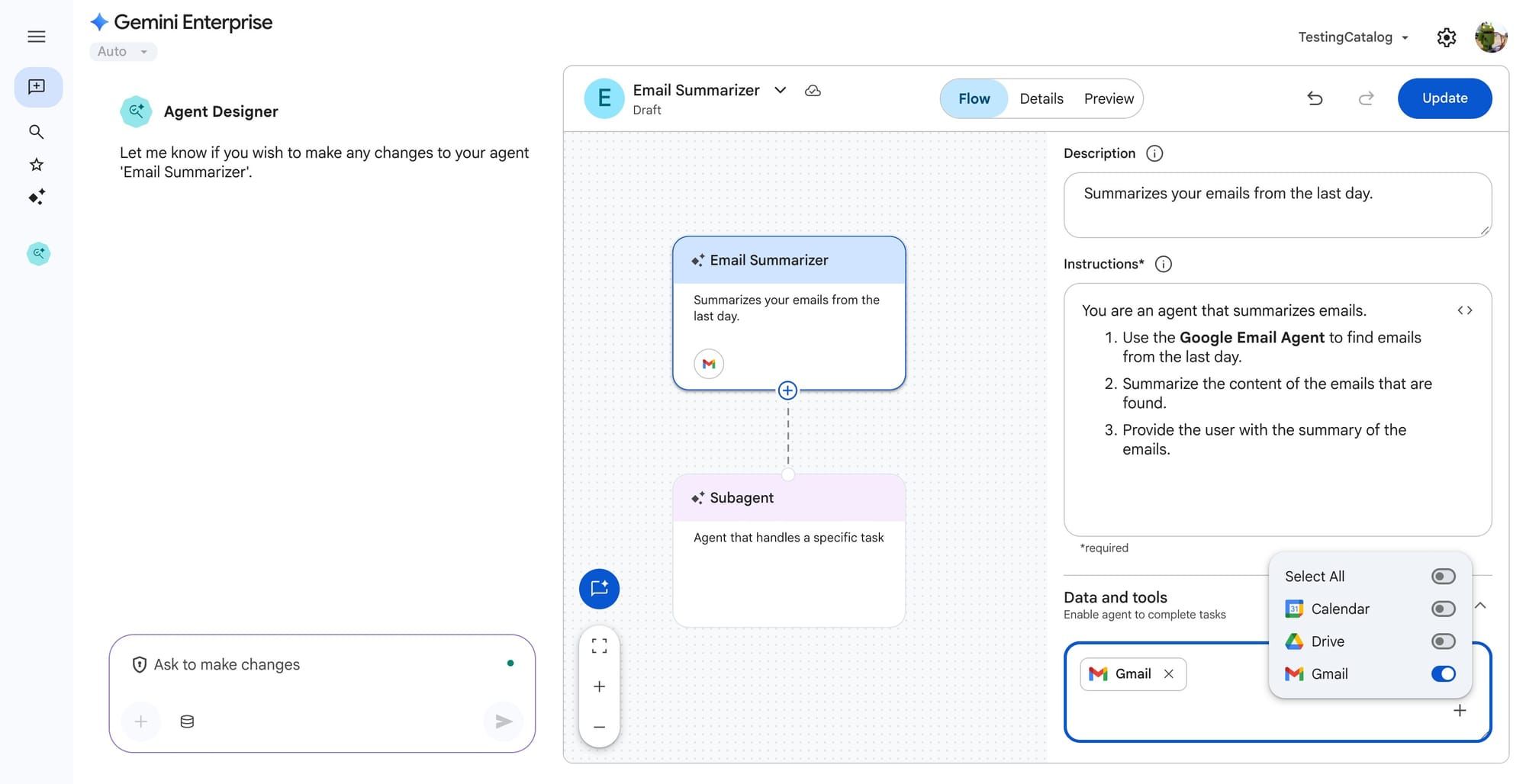 Agent Summarizer in Gemini Enterprise
