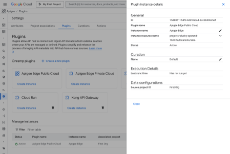API hub OnRamp plugin settings
