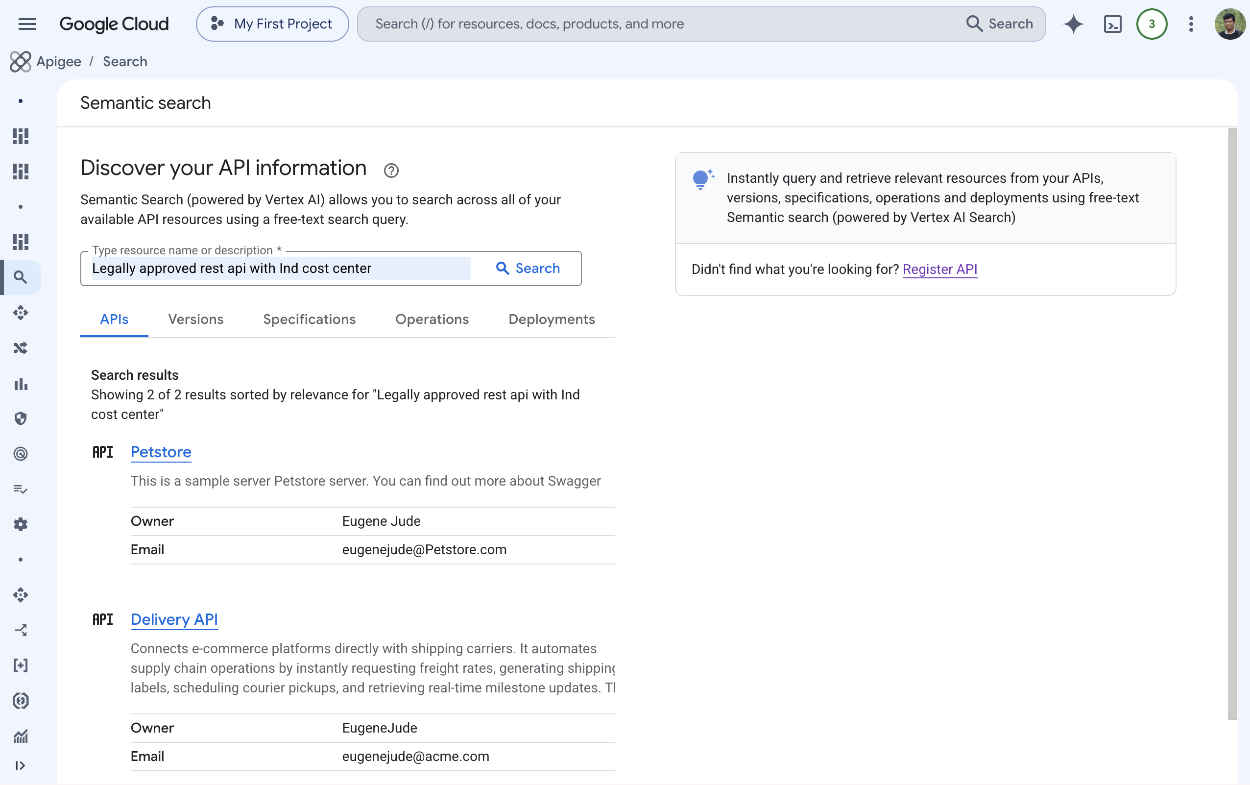 API hub semantic search